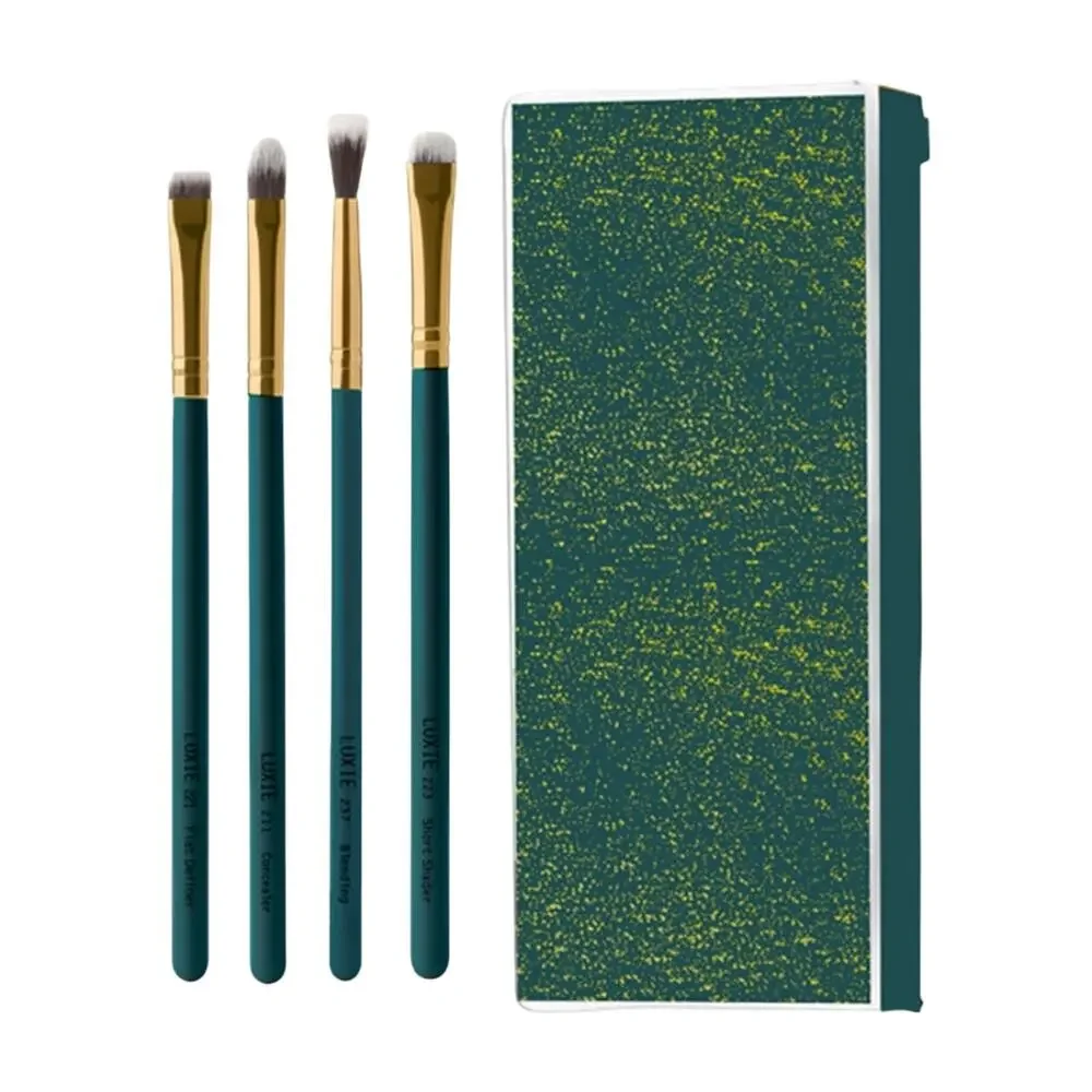 Green Gold Vegan Makeup Brush 4 Piece Luxie Cosmetics Enchanted Travel Brush Set